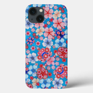 Coques Pour iPhone Falln Blue Cascading Floral Chirimen