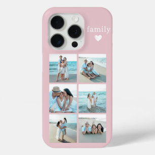 Coque iPhone 15 Pro Famille 6 Photo Rose Pâle