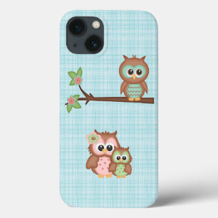 iPhone 13 Coque Famille De Chouette Cute Avec Fleur
