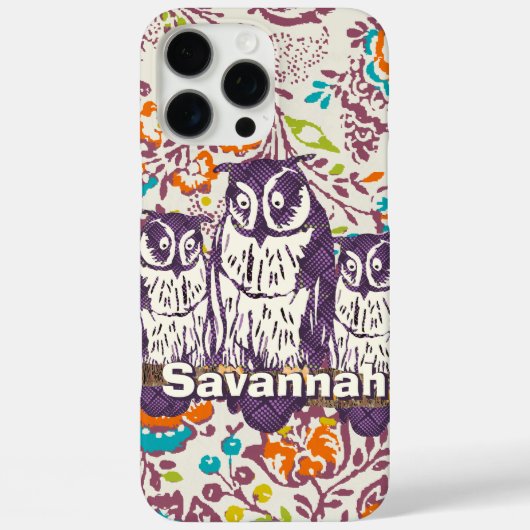 Coques Case-Mate iPhone Famille de hibou géométrique stylisée violet (Verso)
