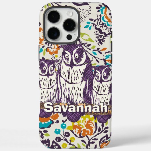 Coques Case-Mate iPhone Famille de hibou géométrique stylisée violet (Verso)