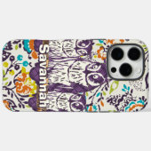 Coques Case-Mate iPhone Famille de hibou géométrique stylisée violet (Verso (horizontal))