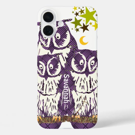 Coques Case-Mate iPhone Famille de hibou géométrique stylisée violet (Verso)