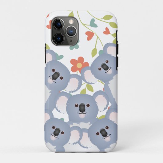 Coques Case-Mate iPhone Famille de koalas avec fleur et feuilles (Dos)