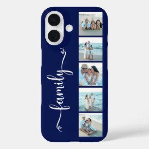 Coques iPhone 16 Famille de polices Photo Bleu Marine