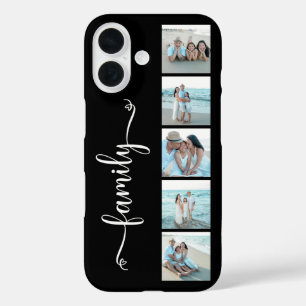 Coques iPhone 16 Famille de polices Photo Noir Script