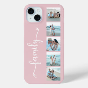 Coque iPhone 15 Mini Famille de polices Script Photo Rose Blush