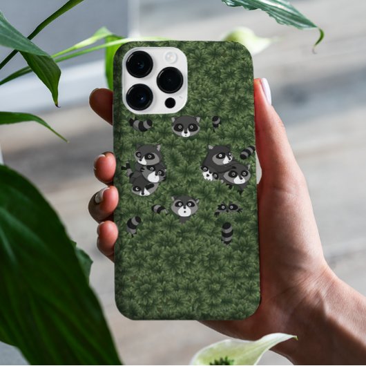 Coques Case-Mate iPhone Famille de ratons laveurs dans un buisson