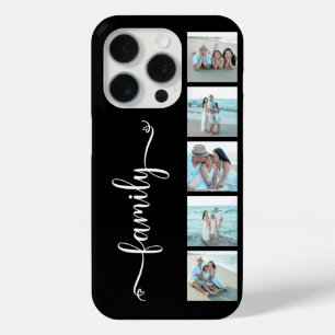 Coque iPhone 15 Pro Famille de scripts Photo Noir