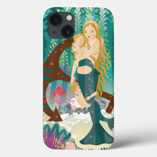 Coques Case-Mate iPhone Famille de sirènes (blondes noires) (Verso)