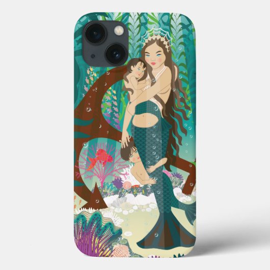 Coques Case-Mate iPhone Famille de sirènes (brunes) (Verso)