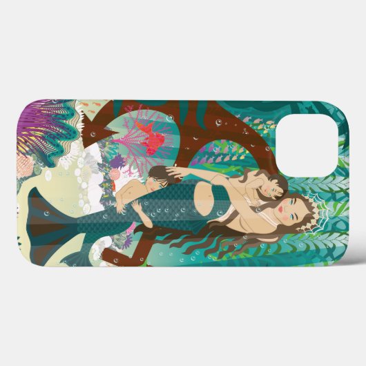 Coques Case-Mate iPhone Famille de sirènes (brunes) (Verso (horizontal))