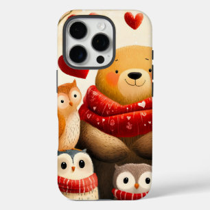 Coques iPhone 16 Pro Famille d'ours et de hiboux confortable en forêt e
