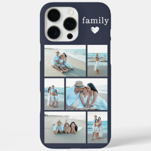 Coques iPhone 16 Pro Max Famille Moderne 6 Photo Bleu Gris Navy
