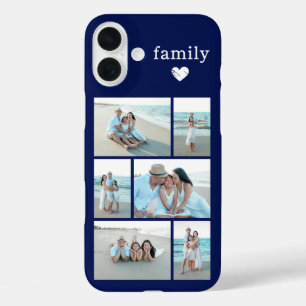 Coques iPhone 16 Plus Famille Moderne 6 Photo Bleu Marine