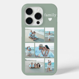 Coque iPhone 15 Pro Famille Moderne 6 Photo Vert Sage