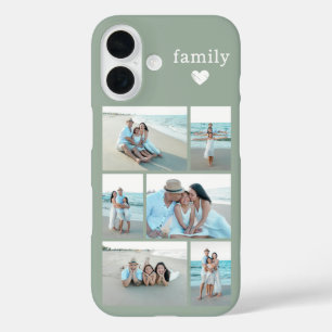 Coques iPhone 16 Famille Moderne 6 Photo Vert Sauge