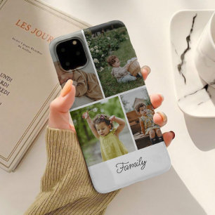 Coque Pour iPhone 15 Famille personnalisée minimaliste 4 Collage photo