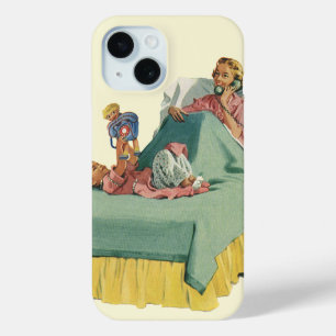 Coque Pour iPhone 15 Famille vintage servant le petit déjeuner à maman 