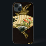 Etui iPhone 13 Fan orientale sertie par replis avec la conception<br><div class="desc">Peinture d'une fan orientale sertie par replis avec une conception florale. L'arrière - plan noir laisse les couleurs sur la fan sauter la copie. Accrochez ceci sur votre mur et appréciez !</div>