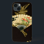 Etui iPhone 13 Fan orientale sertie par replis avec la conception<br><div class="desc">Peinture d'une fan orientale sertie par replis avec une conception florale. L'arrière - plan noir laisse les couleurs sur la fan sauter la copie. Accrochez ceci sur votre mur et appréciez !</div>