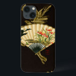 Coques Pour iPhone Fan orientale sertie par replis avec la conception<br><div class="desc">Peinture d'une fan orientale sertie par replis avec une conception florale. L'arrière - plan noir laisse les couleurs sur la fan sauter la copie. Accrochez ceci sur votre mur et appréciez !</div>