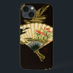 Coques Pour iPhone Fan orientale sertie par replis avec la conception<br><div class="desc">Peinture d'une fan orientale sertie par replis avec une conception florale. L'arrière - plan noir laisse les couleurs sur la fan sauter la copie. Accrochez ceci sur votre mur et appréciez !</div>