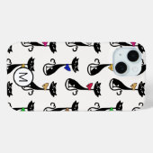 Coques Case-Mate iPhone Fancy Black Cats Quirky Motif Monogramme (Verso (horizontal))