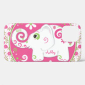 Coques Case-Mate iPhone Fancy Elephant Floral Rose Vert (Verso (horizontal))