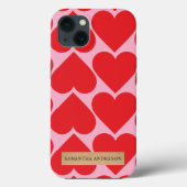 Coques Case-Mate iPhone Fancy Romantique Rouge & Coeurs Rose Motif Avec No (Verso)
