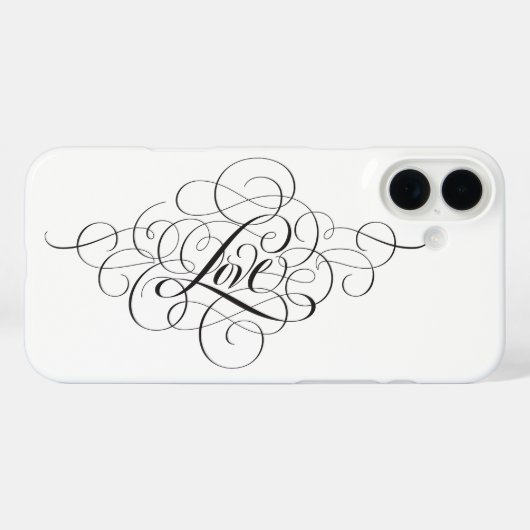 Coques Case-Mate iPhone Fancy Tourbillonnant Flourished Love Calligraphie (Verso (horizontal))