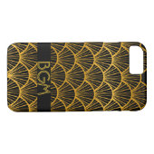 Coques Case-Mate iPhone Fans d'art déco avec le monogramme (Dos (Horizontal))