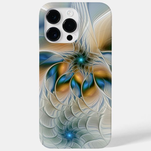 Coques Case-Mate iPhone Fantaisie abstraite et fractale avec du bleu (Verso)