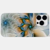 Coques Case-Mate iPhone Fantaisie abstraite et fractale avec du bleu (Verso (horizontal))