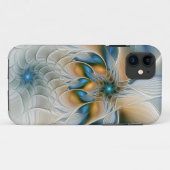 Coques Case-Mate iPhone Fantaisie abstraite et fractale avec du bleu (Dos (Horizontal))