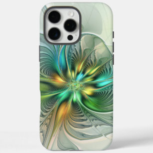 Coques iPhone 16 Pro Max Fantaisie Abstraite Moderne Fleur Fractale Colorée