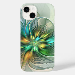 Coque Pour iPhone 14 Fantaisie Abstraite Moderne Fleur Fractale Colorée