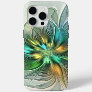 Coque iPhone 15 Pro Max Fantaisie Abstraite Moderne Fleur Fractale Colorée