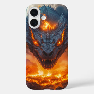 Coques iPhone 16 Fantaisie de dragon de feu sous la pleine lune
