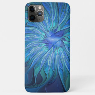Case-Mate iPhone Case Fantaisie de fleurs bleues, art fractal abstrait