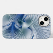Coques Case-Mate iPhone Fantaisie dynamique Abstrait Tons bleus Art fracta (Verso (horizontal))