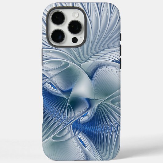 Coques Case-Mate iPhone Fantaisie dynamique Abstrait Tons bleus Art fracta (Verso)