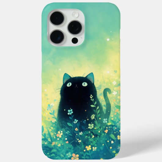 Coques Case-Mate iPhone Fantaisie Florale au Chat Noir (Verso)