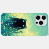 Coques Case-Mate iPhone Fantaisie Florale au Chat Noir (Verso (horizontal))