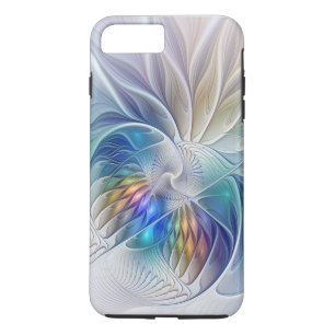 Coque iPhone 7 Plus Fantaisie florale, fleur fractale abstraite coloré
