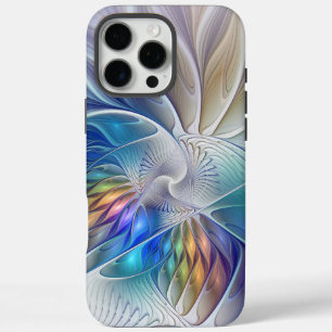 Coques iPhone 16 Pro Max Fantaisie florale, fleur fractale abstraite coloré