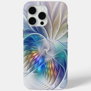 Coque iPhone 15 Pro Max Fantaisie florale, fleur fractale abstraite coloré