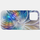 Coques Case-Mate iPhone Fantaisie florale, monogramme de fleur fractale ab (Verso (horizontal))