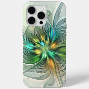 Coque iPhone 15 Pro Max Fantaisie Moderne Abstraite Fleur Fractale Colorée