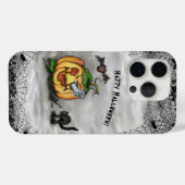 Coques Case-Mate iPhone Fantôme, Chat, Chat et Citrouille, Bonne Halloween (Verso (horizontal))